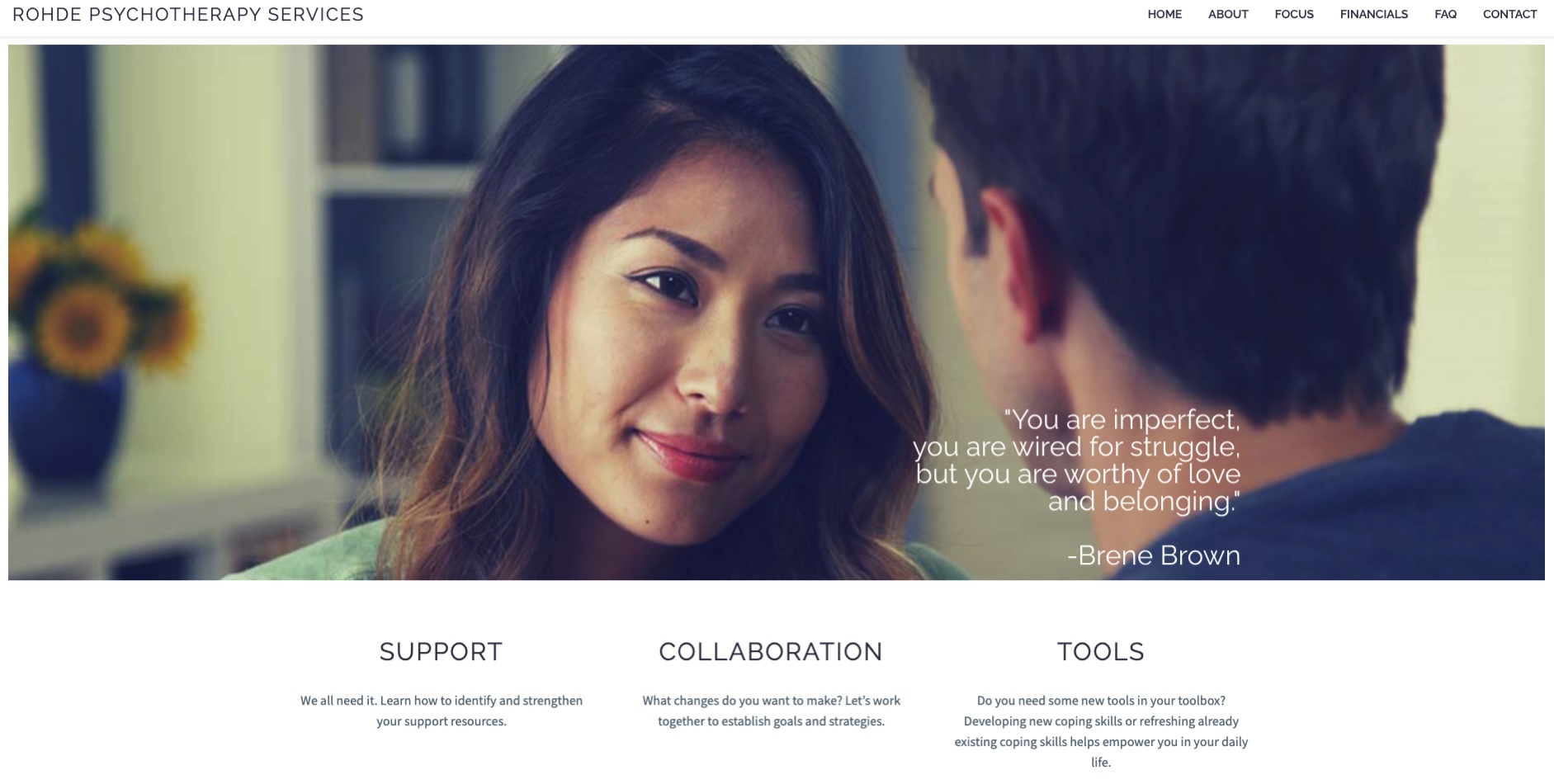 Rohde Psychotherapy Services website homepage designed by Therapy Website Designers, a psychotherapy practice in Montgomery Village, MD