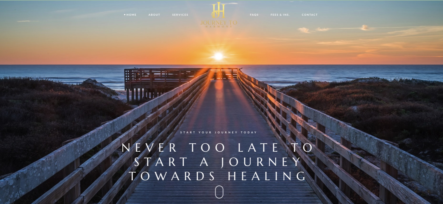 Journey to Harmony website homepage designed by Therapy Website Designers, a virtual therapy practice