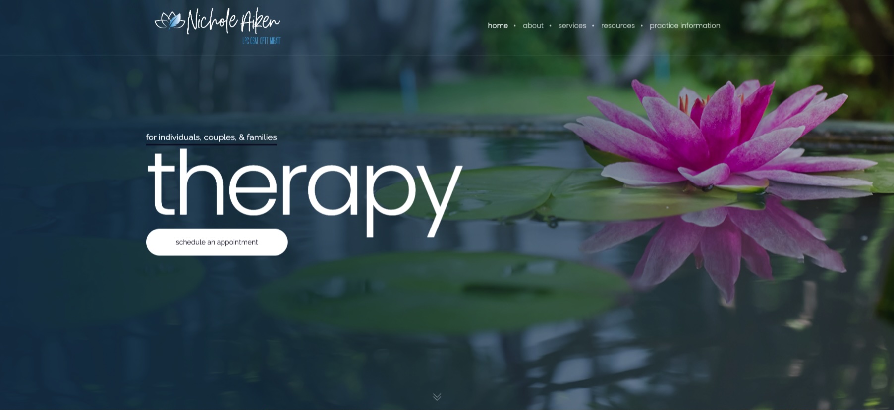 Nichole Aiken counseling website homepage designed by Therapy Website Designers, serving individuals, couples, and families in Reston, VA